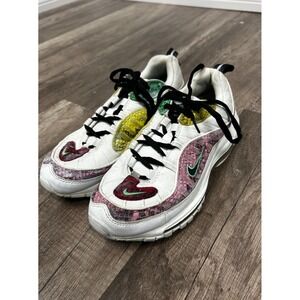 SIZE 6 NIKE AIR MAX 98 WOMEN'S‎ SHOES BV1978 100 FAUX SNAKESKIN PINK WHITE 2018